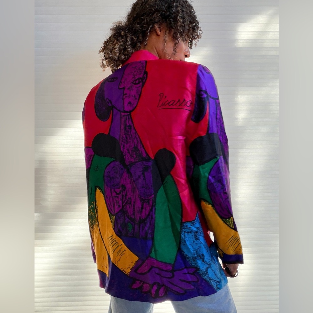 Vintage Picasso Print Silk Blazer - Picture 4 of 13